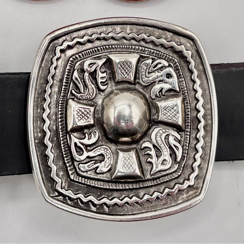 Ornate " Celtic Cross " Pewter Belt Buckle by Demeter.